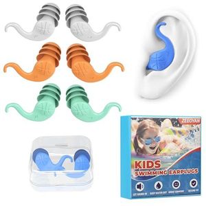 ZEEOYAN Zwembad oordopjes voor kinderen (4-12 jaar), 4 paar siliconen herbruikbare en waterdichte oordopjes, voor douchen, zwemmen, surfen