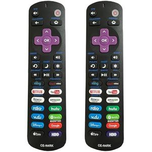 2 stuks vervangende afstandsbedieningen geschikt for alle Roku TV-compatibele apparaten