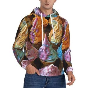 Jkkghll Vele Gekleurde Ijs Print Mannen Hooded Warme Lichtgewicht Trui Voor Winter Herfst En Lente Casual Wear, Zwart, XS