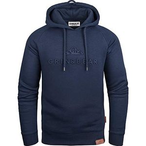 Grin&Bear GEC540 Hoody voor heren, slimfit jack met capuchon, met gestempeld design-logo, navy, M
