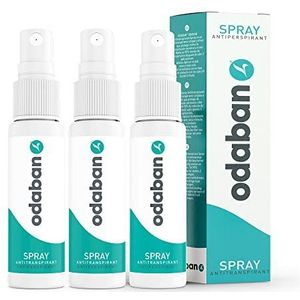 Odaban Anti-transpirant deospray tegen sterk zweten, voorkomt handzweet, okselzweet en zweten op het hele lichaam, parfumvrij, 3 x 30 ml