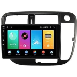 Dubbele DIN Android 14 autoradio voor Honda Civic 1998-2000 9 Duim QLED Touch screen-met Draadloze Carplay Android Auto GPS navigatie 4G WiFi Stuurwielbediening achteruitrijcamera(RHD,P2 WIFI 4-Core 1