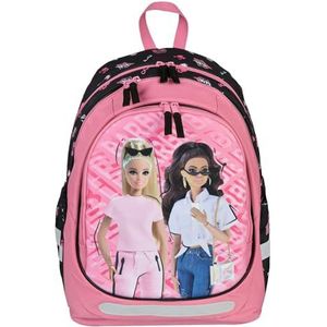 Undercover - Barbie schoolrugzak - met 2 grote vakken en voorvak - zijzakken met elastiek - voor school, vrije tijd en reizen - voor meisjes, roze, Eén maat