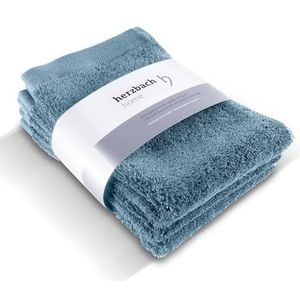 HERZBACH HOME-gasthanddoekenset van 3, 30 x 50 cm (grijsblauw) – Hoogwaardige, zachte en absorberende gasthanddoeken van premium kwaliteit – 100% natuurlijk katoen