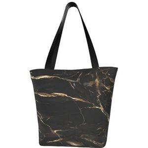 BeNtli Schoudertas, canvas draagtas grote tas vrouwen casual handtas herbruikbare boodschappentassen, zwart goud marmer, zoals afgebeeld, Eén maat