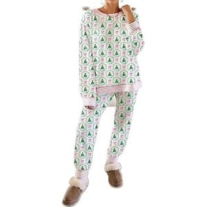 Christmas Trees and Bows Pajama Set, Women Casual Cute Christmas Pajamas Party Loungewear, Gift for Girls(Green,X-Large)