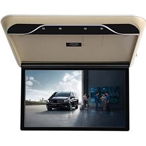 Auto Hoofdsteun Speler, 19 Inch Auto Monitor Hd Lcd-scherm Auto Video Playe 1080P Auto Plafond Dak Mount Display Draagbare Multimedia Tv Link(19 inch MP5 Beige)