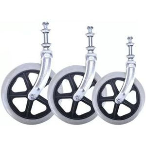 Vervangende voorwielen voor rolstoelen, Rolstoel voorvork massief wiel grijs 6-8 inch met schroeven 2 stuks(8IN)