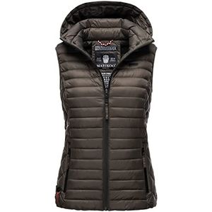 MARIKOO B915 Damesvest met capuchon voor het tussenseizoen, gewatteerd vest, antraciet, S