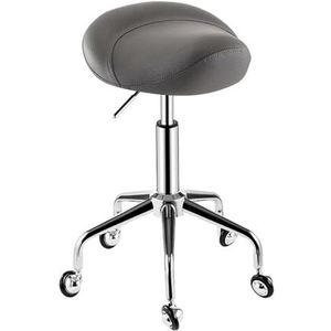 JAVPTAV Verstelbare hoogte zadelkruk, ergonomische rolstoel massagekliniek, bar, spa salon 360 draaibare bureaustoel met brede dikke zitkussen (donkergrijs)