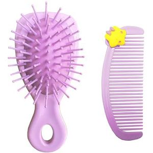 Mini natte haarborstel, kleine haarkam, 2-delige schattige ontwarrende haarborstel kammen set voor vrouwen meisjes jongens kinderen, reizen douche ontklitter kam massage haarborstel met luchtkussen