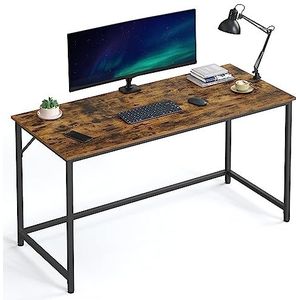 VASAGLE bureau, computerbureau, bureau, voor studie, slaapkamer, 60 x 140 x 76 cm, industrieel ontwerp, metalen frame, vintage bruin-zwart LWD043B01