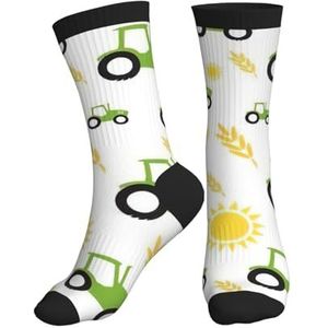 Jkkghll Tractor Farming Print Mannen Vrouwen Mid-Tube Sport Sokken Ademend Atletisch Voor Running Fitness Dagelijkse Slijtage, Zwart, One size