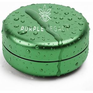 PURPLE LEGACY Ultra lichte Stash Box, aluminium doos, waterdicht, luchtdicht, ø55 x 24 mm, uv-licht beschermde box voor pillen, kruiden, specerijen, paars-groen