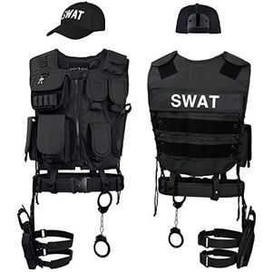Black Snake® SWAT FBI Politie Security kostuum voor vrouwen en mannen | Halloween of carnaval kostuum met vest, pistool holster, baseballpet en meer - XS/S - SWAT