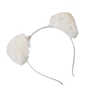 Vrouwen kat oor hoofdband cartoon pluche haarband schattig wassen gezicht haarband hoofdtooi meisje haaraccessoires (Color : White)