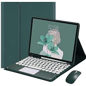 Toetsenbordhoes met Touchpad voor Samsung Galaxy Tab S9 FE 11'' 2023 (SM-X510/SM-X516) met Potloodhouder, Magnetisch Afneembaar Toetsenbord met Bluetooth-Muis,Groen