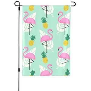 OPSREY roze flamingo ananas gedrukt tuin vlag dubbelzijdige outdoor decoratieve vlag tuin banner
