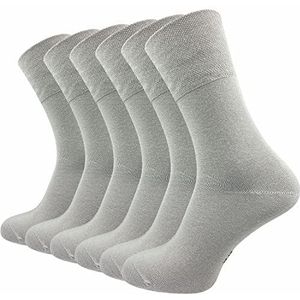 GAWILO Herensokken (verpakking van 6 stuks) zonder elastiek, extra brede comfortabele tailleband, zakelijk en vrije tijd, lichtgrijs, 43-46 EU