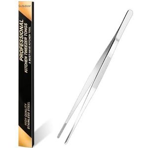 Gutsdoor Keukenpincet RVS tang met precisie gekartelde tips voor koken en medisch (12 inch recht)