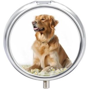 Hond Ronde Pillendoos 3 Compartiment Pillendoos Voor Pocket Portemonnee Draagbare Reizen Geneeskunde Tablet Vitamine Houder Organizer Mini Decoratieve Pil Case