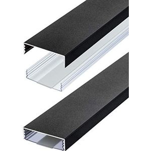 Platte Design aluminium kabelgoot in zwart mat fijnstructuur zelfklevend 50mm x 15mm Alunovo Kabelbeheer Kabelgeleiding nieuw product 2020 (Lengte:140cm)