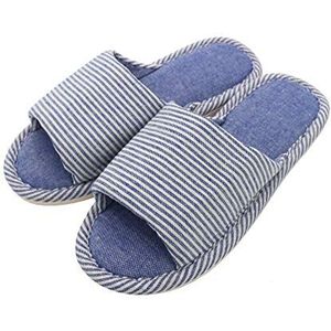 APIKA Comfortabele Casual Katoenen Vlas Antislip Slipper voor Dames Zowel Binnen als Buiten (37/38 EU, Licht blauw)