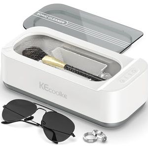 KECOOLKE Ultrasone reiniger, ultrasoon apparaat, 400 ml, met digitale timer, voor brillen, ringen, munten, vingerringen, geld