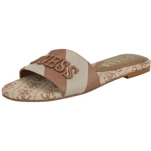 Guess Harini platte sandalen voor dames, Medium Bruin Wit Streep Multi 210, 40 EU