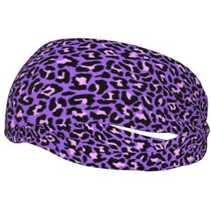Paarse luipaardprint, sport zweetband voor unisex meerdere hoofdbanden zweet workout hoofdbanden rekbare haarband