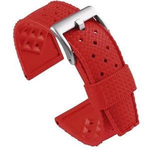 INSTR Sport rubberen horlogeband voor Seiko5 voor Astron horlogeband waterdichte band vervanging (Color : Red-silver, Size : 20mm)