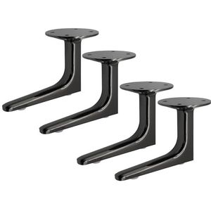 Aluminium L-vormige bankpoten set van 4, hardware meubelsteunpoten voor badkamerkast salontafel tv-standaard 16 * 12cm black