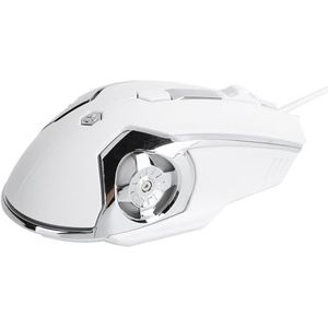 Gaming-muis, Bedrade Gamingmuis met 6 Knoppen, USB Optische Computermuis met Instelbare DPI met 4 Snelheden, Hoge Prestaties, Plug-and-play.(wit)