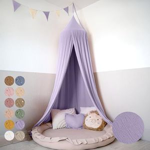lilimaus Baldakijn kinderkamer met gouden applicatie, in 12 kleuren, bedhemel van 100% katoen, mousseline, voor meisjes en jongens, babybedhemel als decoratie voor babykamer, gordijn voor kinderbed