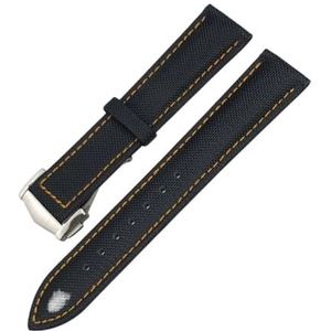 19mm 20mm 21mm 22mm nylon horlogeband geschikt for Omega Planet Ocean Seamaster 300 Speedmaster stof leer geschikt for SEIKO canvas horlogeband (Color : Black orange Pointed, Size : 21MM_ROSE BUCKLE