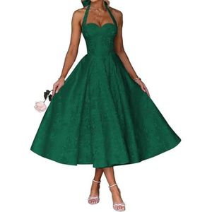 AHERKLL Spaghetti Bandjes Bruidsmeisjes Jurken Jacquard Satijn Halter Formele Avond Feest Maxi Jurk HAH046, Hunter Groen, 32