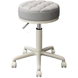 FXLUHAY Roterende kruk Ergonomische Draaistoel Ronde Rollende Krukken Verstelbare Werkkruk met 5 Wielen voor Schoonheid, Haar, Massagesalon, Lab