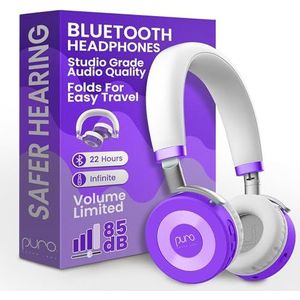 Puro Sound Labs JuniorJam Plus Volume-Beperkende Draadloze Bluetooth Hoofdtelefoon voor Kinderen, Veilige Audio met Verstelbaar On-Ear Design, 22 Uur Batterij, Ideaal voor Tablets, Smartphones & PC's