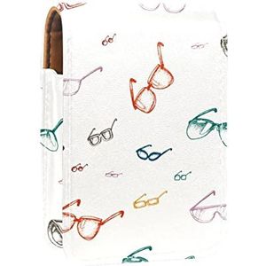 Make-up Lipstick Case voor Buiten Bril Wit Draagbare Lippenstift Organizer met Spiegel Dames Mini Make-up Tas Neemt Tot 3 Lippenstift