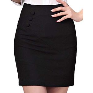 Women'S Sports Skirtsplus Size Short Skirt Ol Professional Women Short Skirt Summer Office Ladies One-Step Skirt Red Black-Black_S