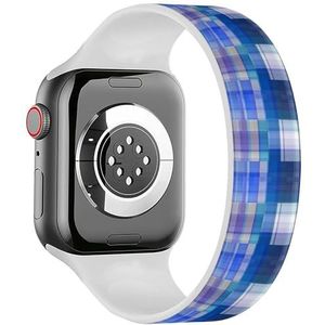 Solo Loop band compatibel met alle series Apple Watch 38/40/41mm (blauwe plaid 2) rekbare siliconen band band accessoire, Siliconen, Geen edelsteen