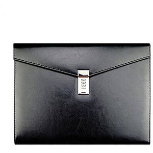 A4 Lederen Document Bag Manager Conference File Folder Business Padfolio met wachtwoord Lock,Zwart TPN086