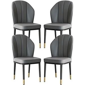 EdNey Grijze eetkamerstoelen, moderne eetkamerstoelen set van 4, koolstofstaal metalen poten voor toonbank lounge woonkamer receptie stoel, stoelen voor eetkamer (kleur: grijs)