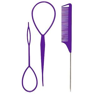 Haar Staart Gereedschap Loop Tool Set Met Franse Vlecht Loop Kam Vlechten Kam Gemakkelijk Styling Zwart Vlechten Quick Styling