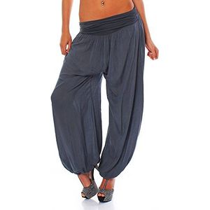 malito dames pofbroek kort in effen kleuren | Harembroek om te dansen | Aladdinbroek om te chillen - Vrijetijdsbroek 1482 (donkergrijs)