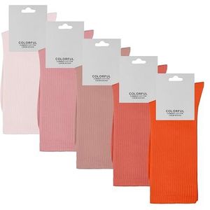 ZSUN Uniseks sokken heren en dames meerkleurig sokken van gekamd katoen maat 38-42 code 15558, meerkleurig roze, 38-42