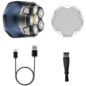 Elektrisch scheermes voor mannen, Titanium elektrisch scheerapparaat Oplaadbaar hoofd en gezicht scheerapparaat, draadloos scheerapparaat, nat/droog scheren