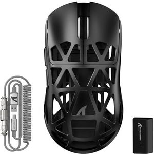 ATTACK SHARK R2PRO 45 g Superlight muis van magnesiumlegering, PixArt PAW3950-sensor, 42000 dpi, 8000 Hz draadloze queryfrequentie, 2,4 G/BT/bekabelde gaming-muis G502, met spiraalkabel, PC/Mac, zwart