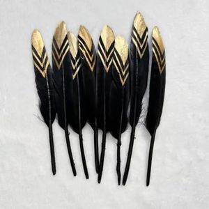 50 stuks ganzenveren goud zilver pluim ambachtelijke natuurlijke doe-het-zelf plumas sieraden bruiloft feest hoeden woondecoratie accessoires-zwart-15-20 cm 50 stuks