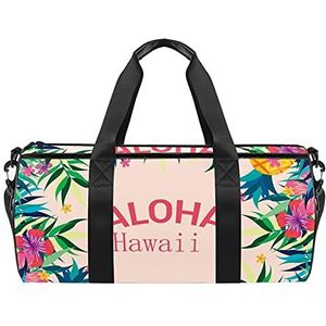 Reizen strandtassen, grote sport gym overnachting plunjezak kleurrijke tropische Aloha bloemenprint print schoudertas met droge natte zak